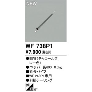 画像: オーデリック WF738P1 シーリングファン 部材 延長パイプ 長600 チャコールグレー