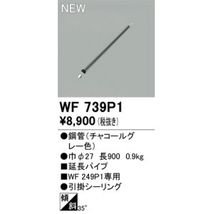 画像: オーデリック WF739P1 シーリングファン 部材 延長パイプ 長900 チャコールグレー