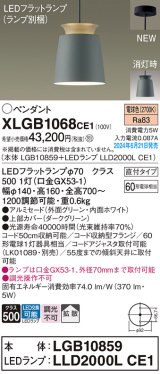 画像: パナソニック XLGB1068CE1(ランプ別梱) ペンダント LED(電球色) 天井吊下型 直付タイプ アルミセード 拡散タイプ LEDランプ交換型 グリーン