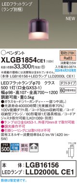 画像: パナソニック XLGB1854CE1(ランプ別梱) ペンダント LED(電球色) 配線ダクト取付型 ダクトタイプ ガラスセード 拡散 LEDランプ交換型 バーガンディー