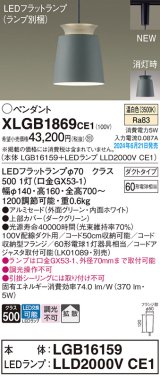 画像: パナソニック XLGB1869CE1(ランプ別梱) ペンダント LED(温白色) 配線ダクト取付型 ダクトタイプ アルミセード 拡散タイプ LEDランプ交換型 グリーン