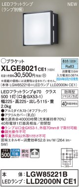 画像: パナソニック XLGE8021CE1(ランプ別梱) ブラケット LED(昼白色) 壁直付型 密閉型 拡散タイプ LEDランプ交換型 防雨型 オフブラック