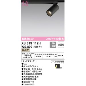 画像: オーデリック　XS613112H　スポットライト LED一体型 非調光 電球色 ブラック