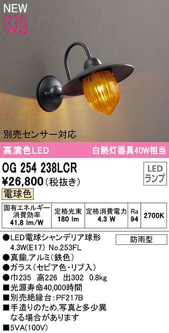 貿易保証 OG041631NCRエクステリア LEDポーチライト 白熱灯器具40W相当