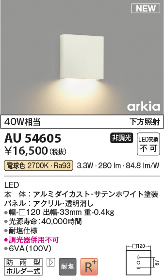 コイズミ照明 AU54604 ブラケット 非調光 LED一体型 電球色 下方照射