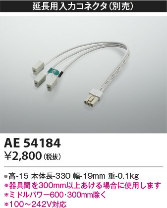 画像1: コイズミ照明　AE54184　延長用入力コネクタ (1)