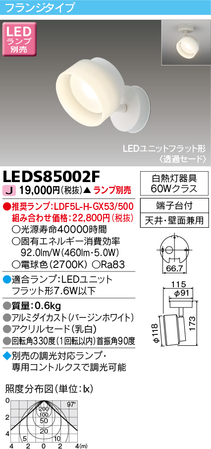 東芝ライテック LEDS85002F スポットライト LEDユニットフラット形